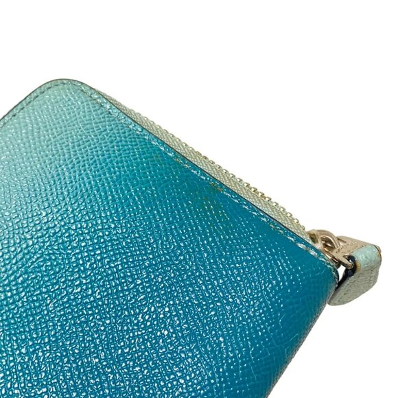 Auth COACH - F22808 Blue Green Leather Long Wallet - Picture 2 of 7